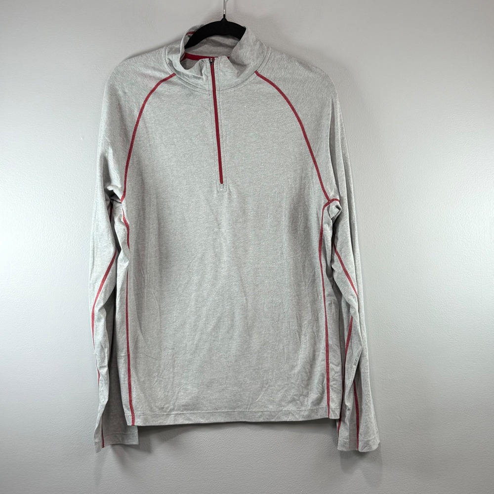 Cloudveil Mens Quarter Zip Pullover Grey‎ Red Contrast Stitching Size M 982296